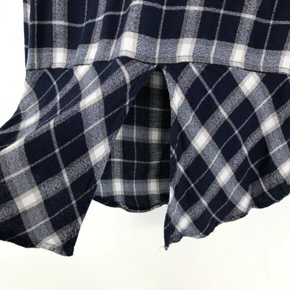 Lucky Brand Button Down Plaid Shirt Women's Large Long Sleeve Pockets Tie Back - Picture 8 of 11